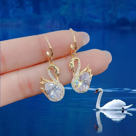 Sweet Rhinestone Swan Earrings Ins Fashion Earrings For Women Jewellery
